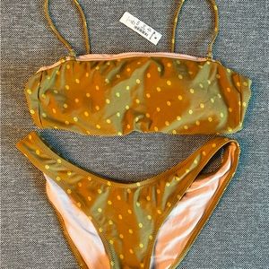 Madewell yellow polka dotted bikini set - size S